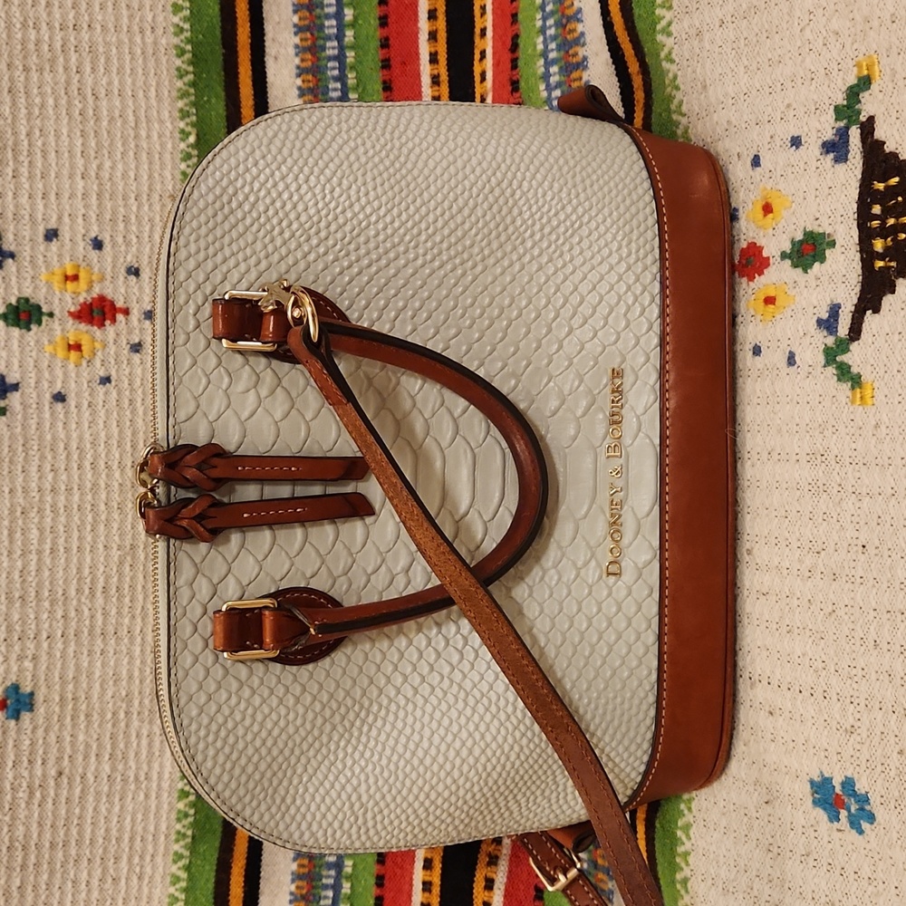 VINTAGE Dooney and Bourke Double Zip Bag with Shoulder Strap Embossed Croc EUC